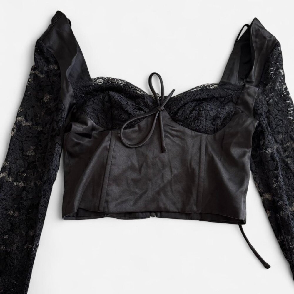 Polly Black lace corset top